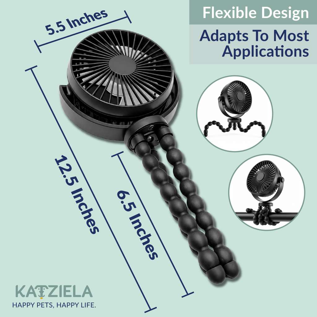 Katziela Pet Travel Tripod  Fan for Dogs & Cats