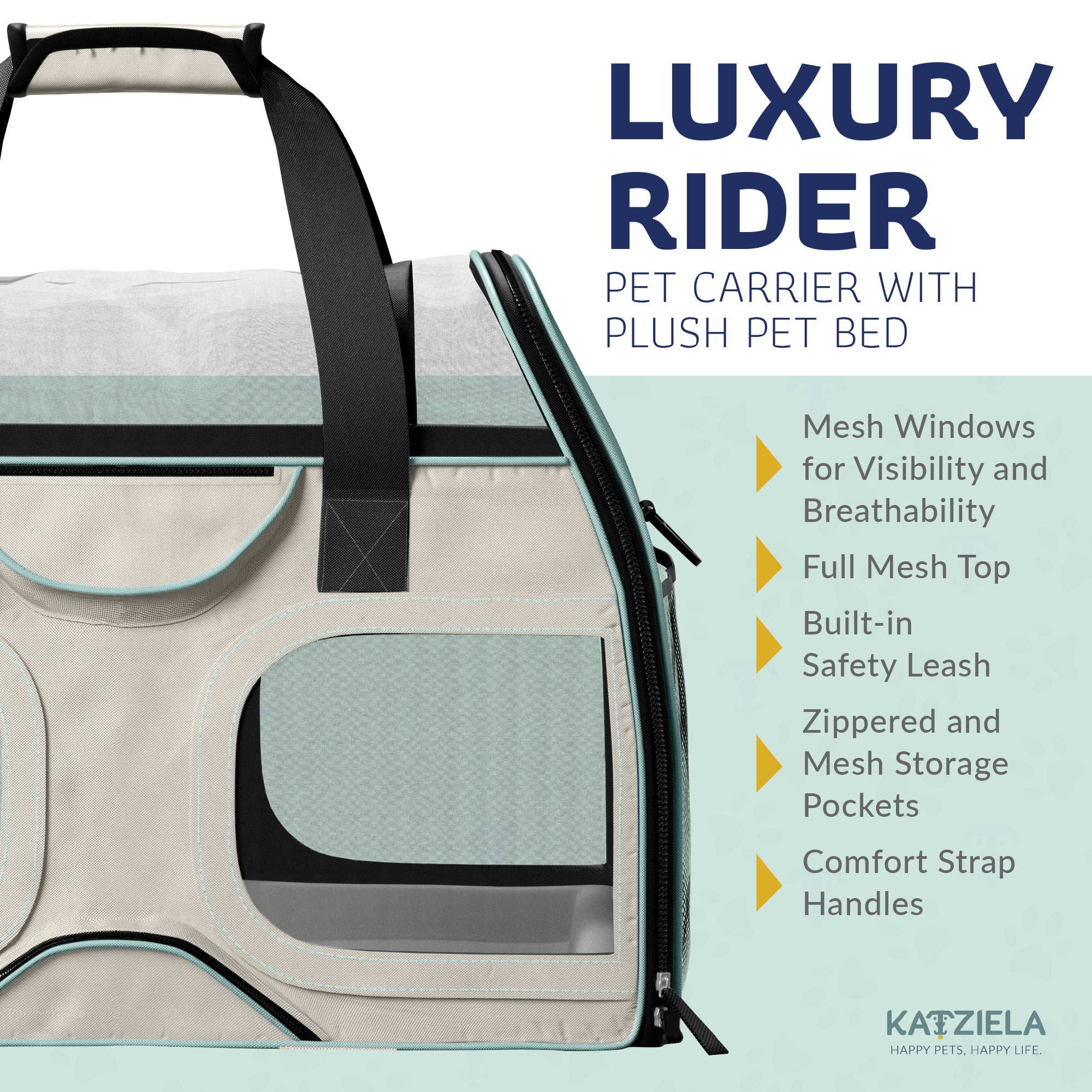 Luxury Rider™ Pet Carrier with Removable Wheels and Telescopic Handle