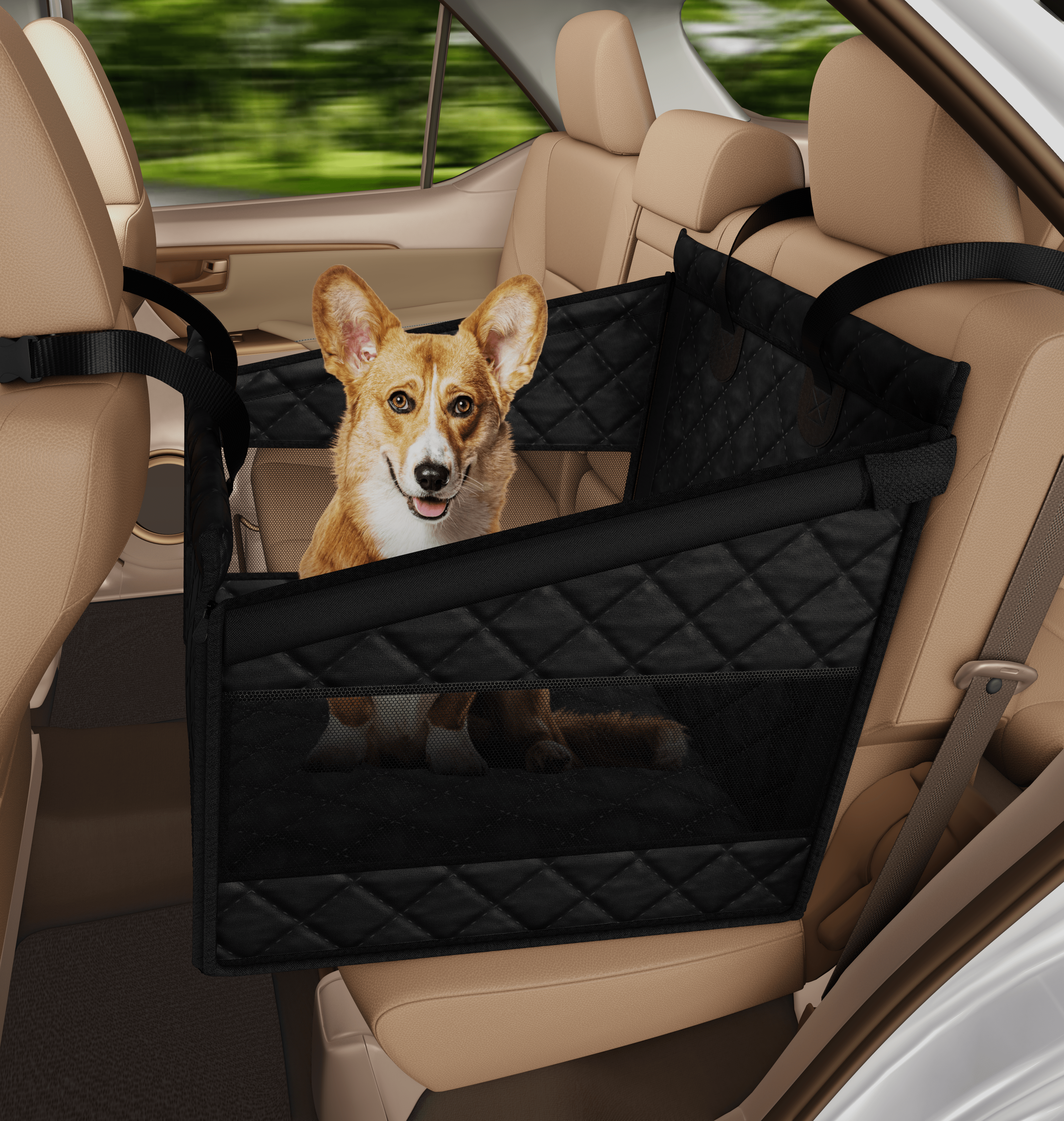 Katziela Dog Back Seat Cover Waterproof Quilted 600D Oxford Fabric, Heavy-Duty Non-Slip Bench Protector for Cars, SUVS & TRUCKS – SINGLE Size, Leaves Space for Passengers.