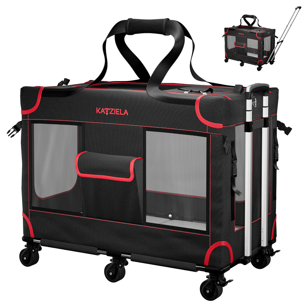 Katziela Mega Cruze Rolling Pet Carrier – Stress - Free Travel for Med