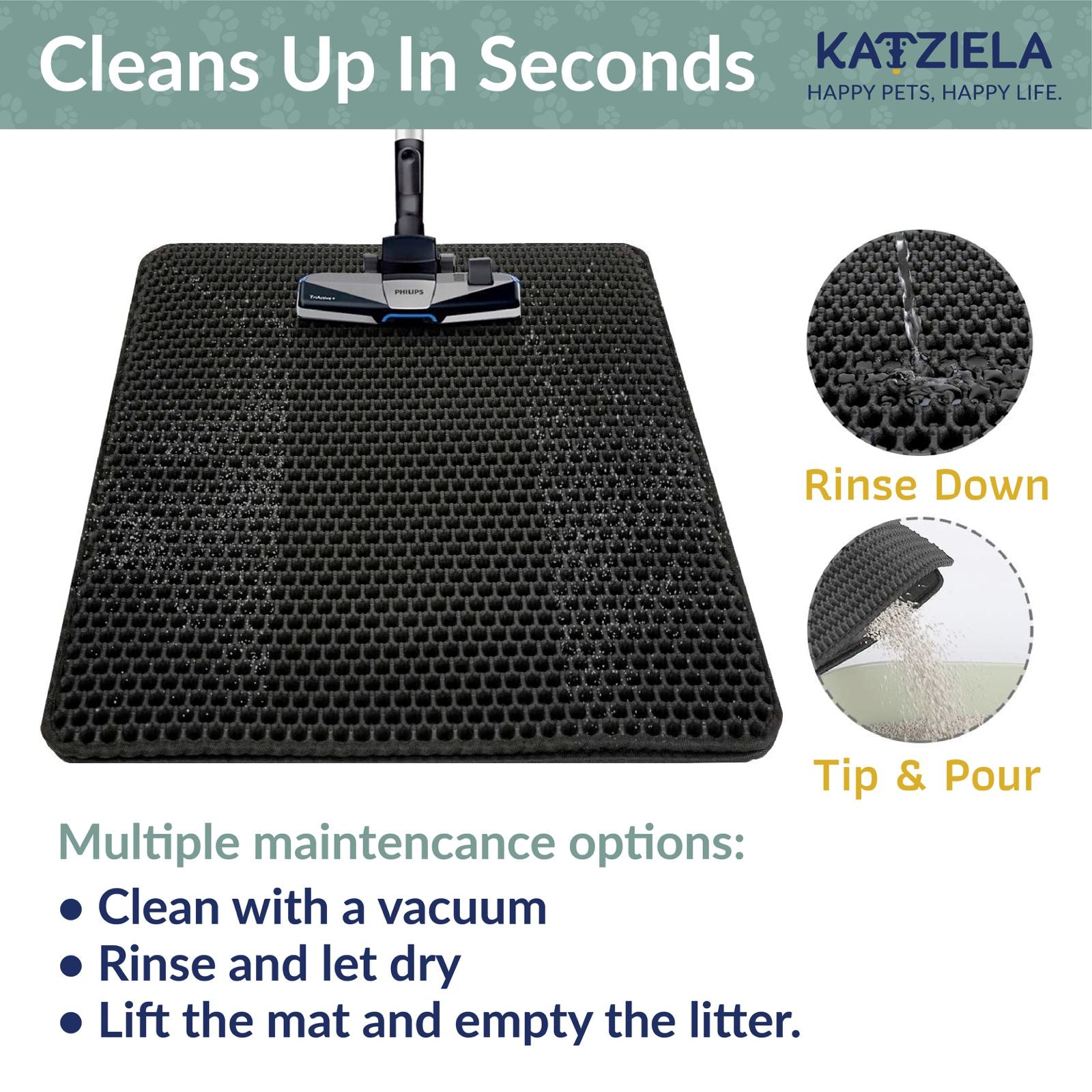 Katziela MeowLitter Cat Litter Mat, Grey