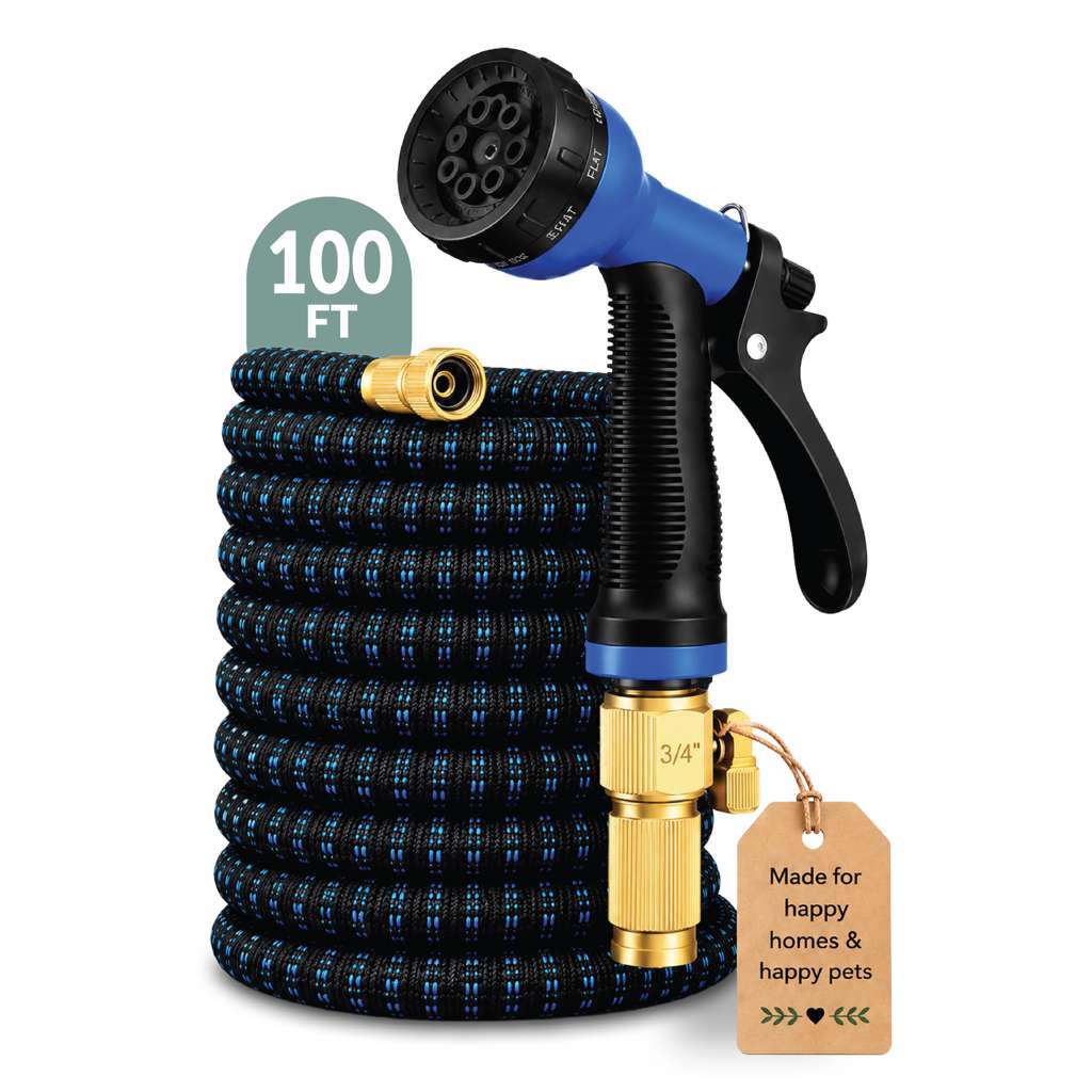 Pet Bathing Hose with 10 Spray Patterns Gentle Shower & Mist Settings, Brass Shut-Off Valve, Ideal for Gardening and Backyard Cleanup
