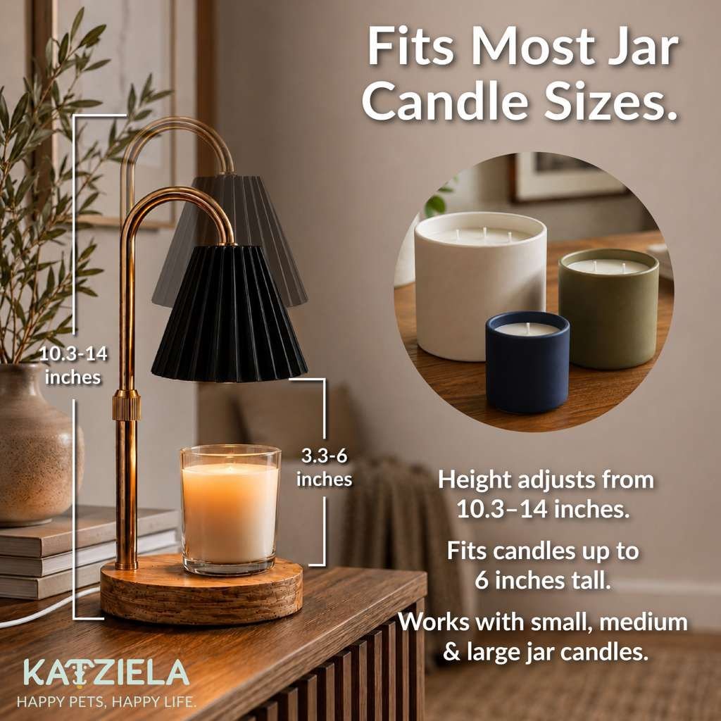 Candle warmer lamp fits most jar candles, adjustable height, black #Color_Black