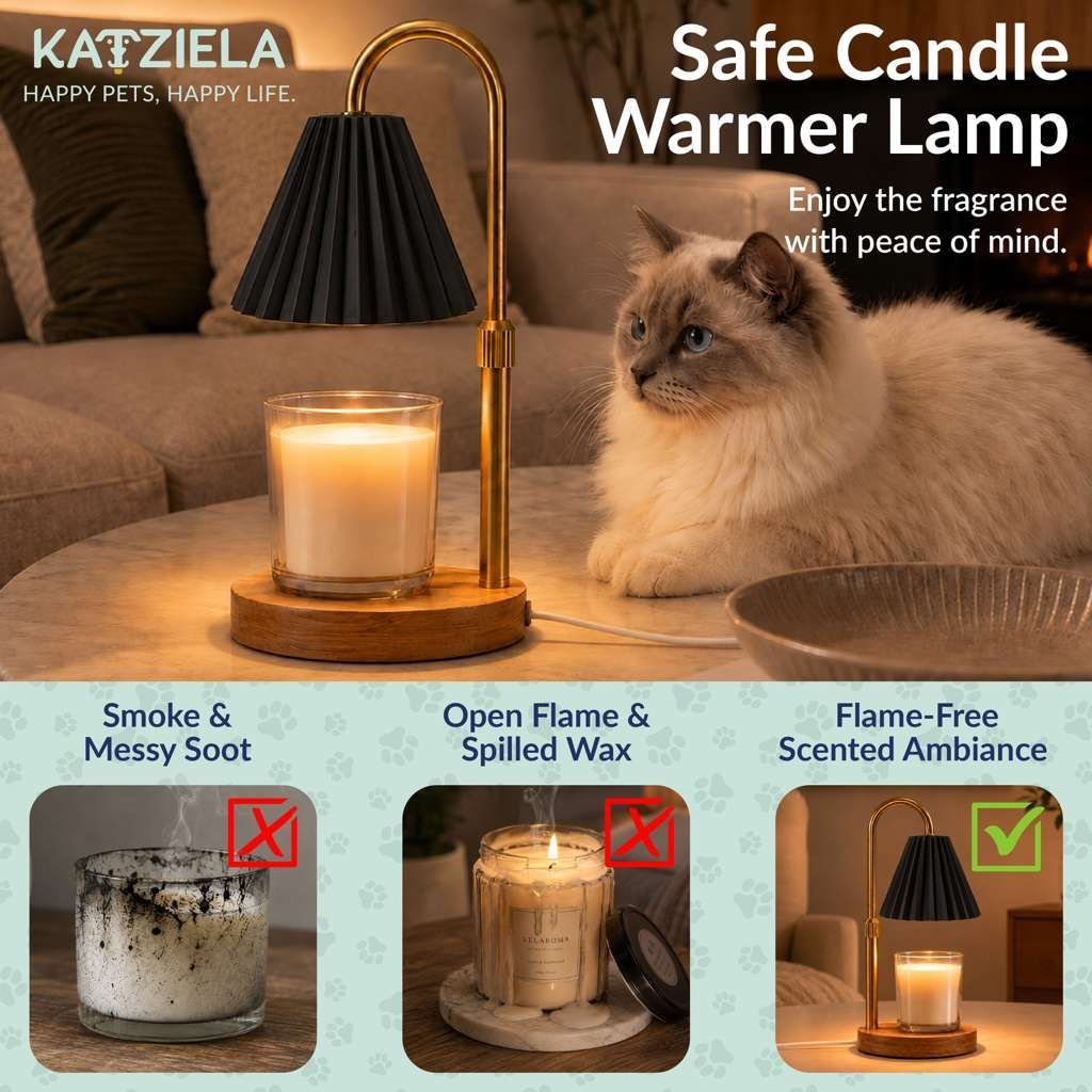 Safe flame-free candle warmer lamp for homes with pets, black #Color_Black