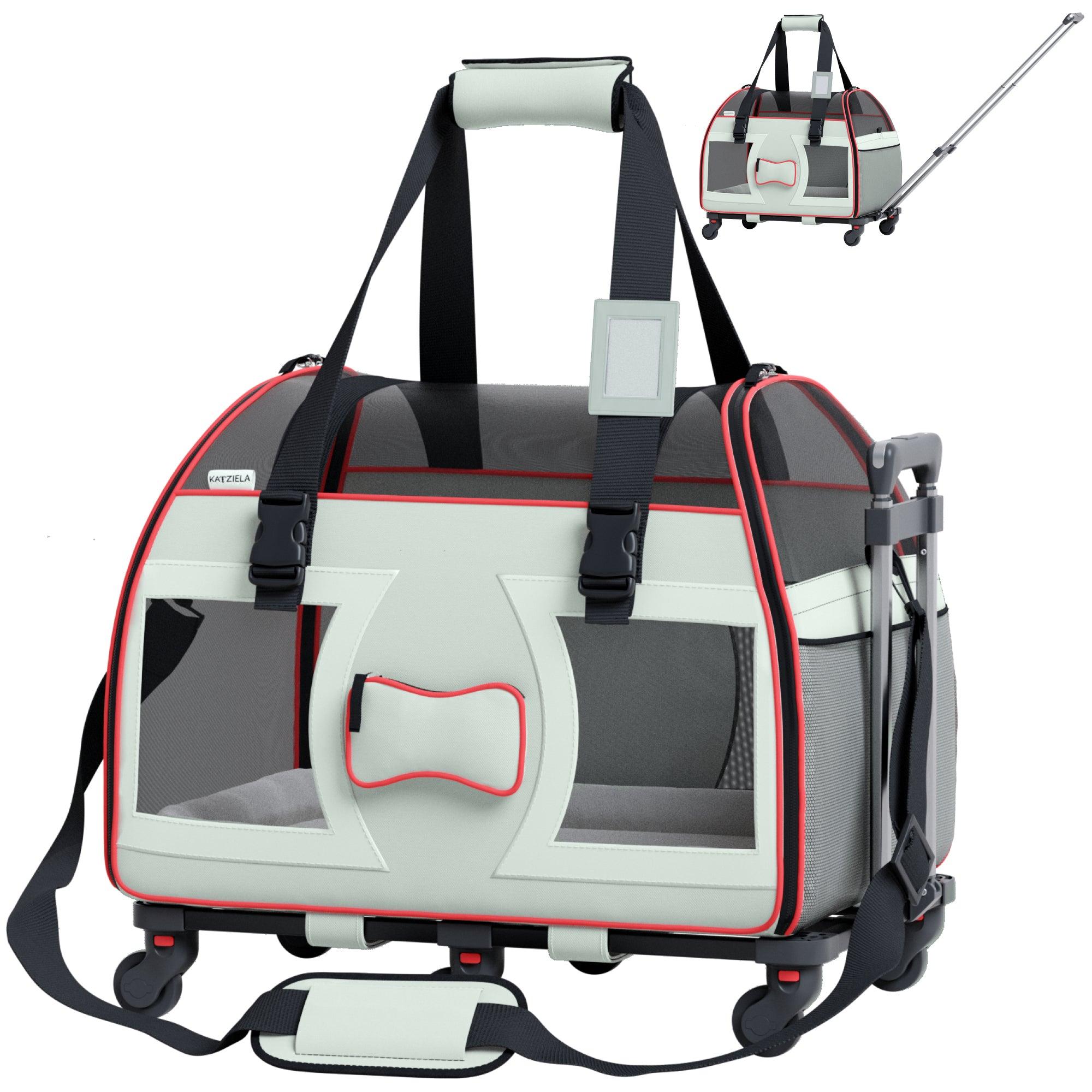 Bone Cruiser™ Pet Carrier with Removable Wheels and Telescopic Handle - Katziela