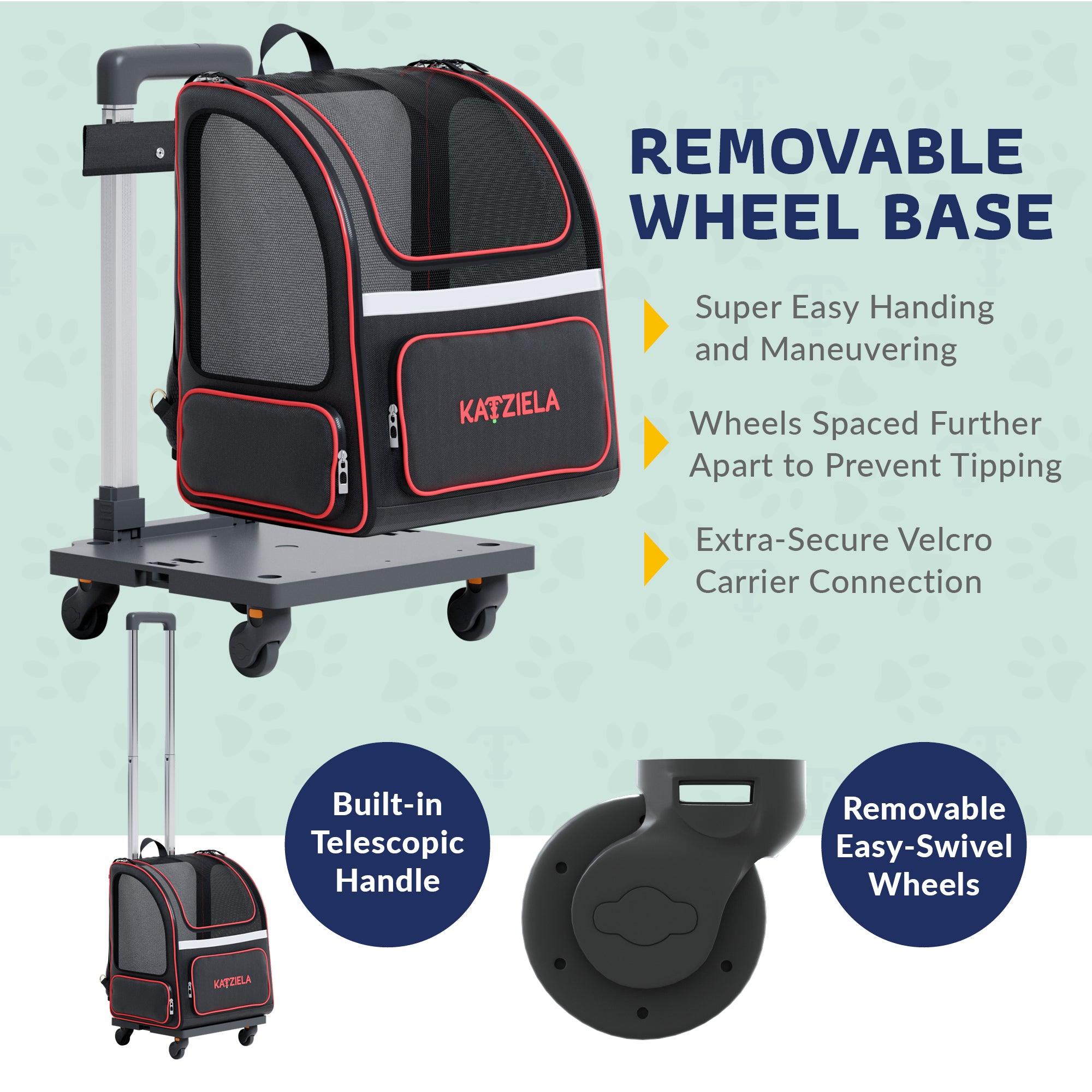 Hybrid Adventurer™ Pet Backpack with Removable Wheels and Telescopic Handle - Katziela