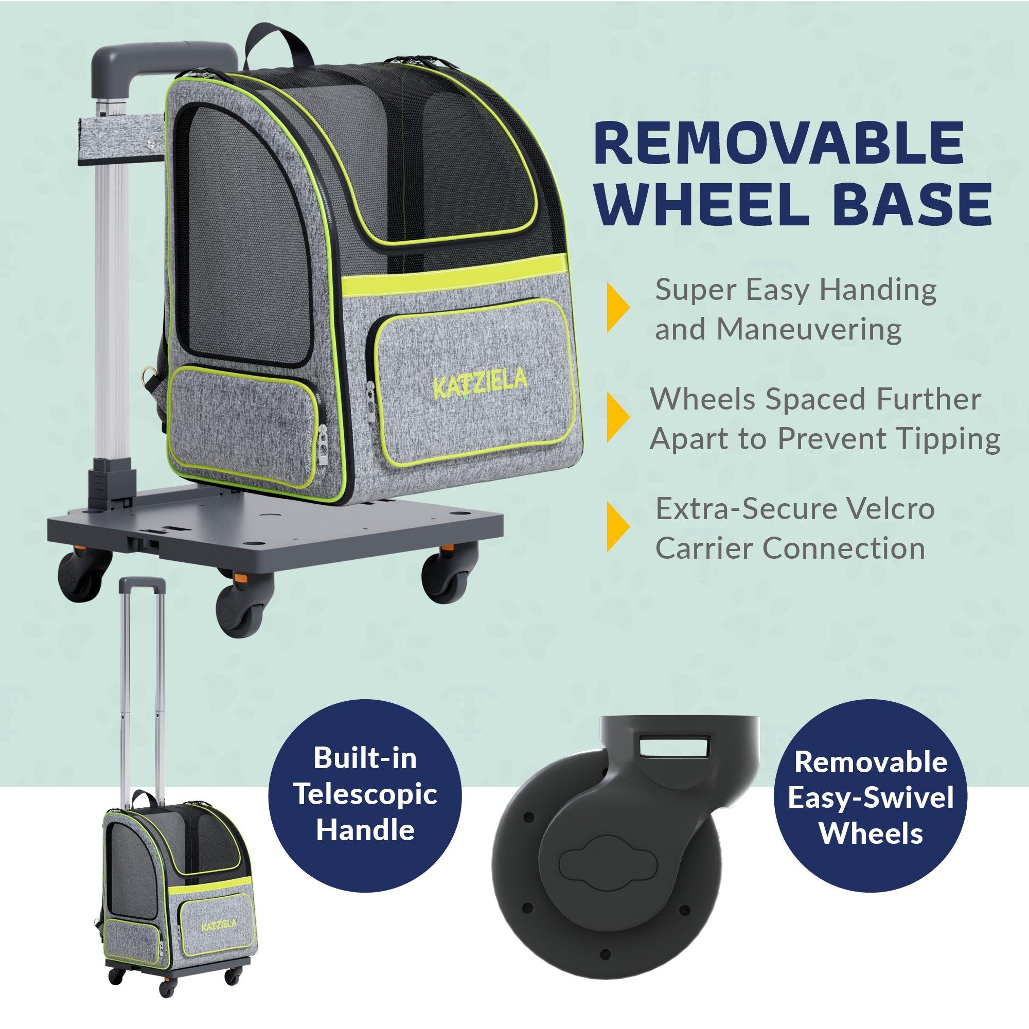 Hybrid Adventurer™ Pet Backpack with Removable Wheels and Telescopic Handle - Katziela