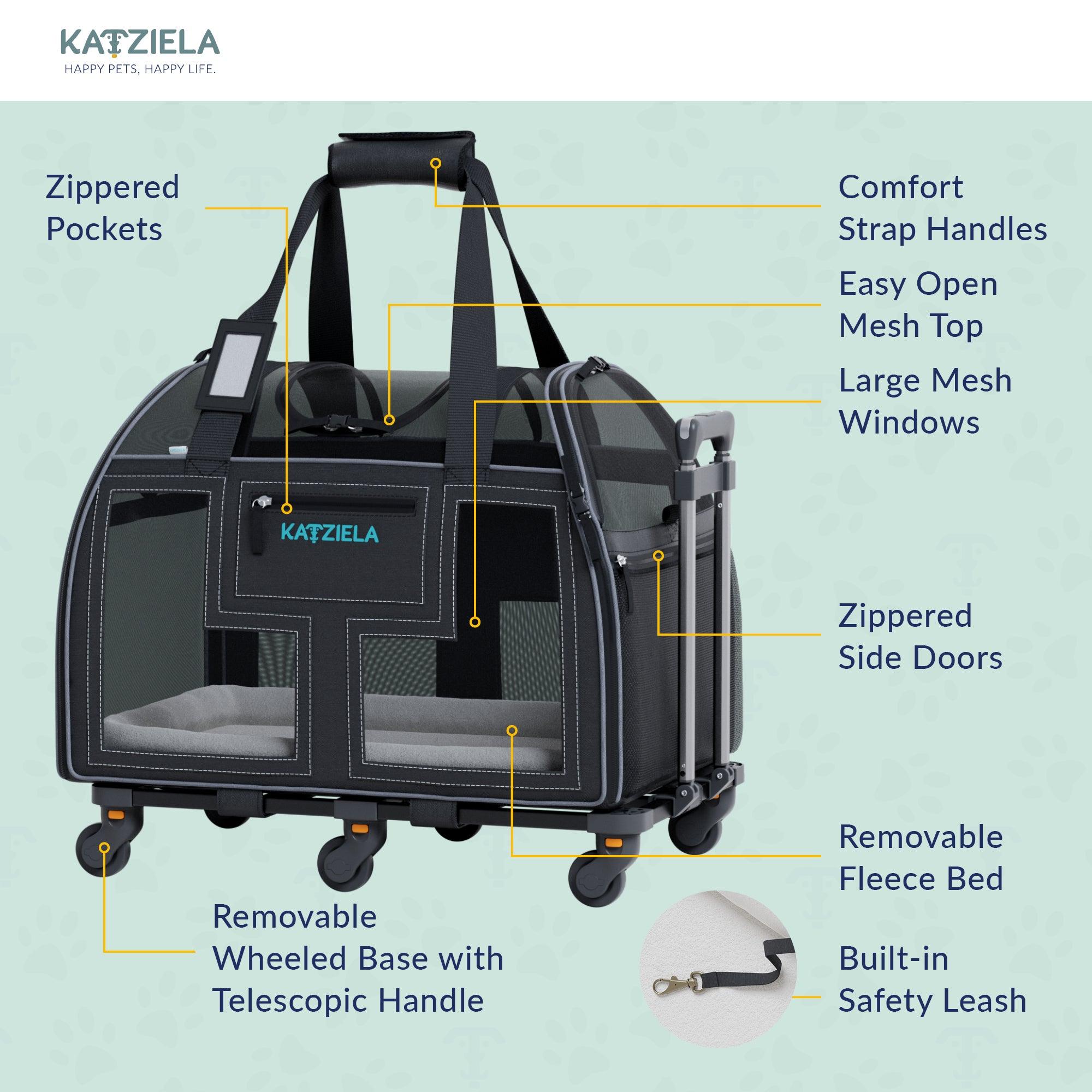 Luxury Lorry™ Pet Carrier with Removable Wheels and Telescopic Handle - Katziela