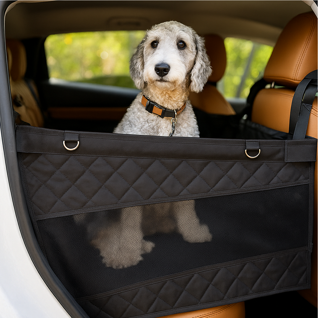 Katziela Dog Back Seat Cover Waterproof Quilted 600D Oxford Fabric, Heavy-Duty Non-Slip Bench Protector for Cars, SUVS & TRUCKS – SINGLE Size, Leaves Space for Passengers.