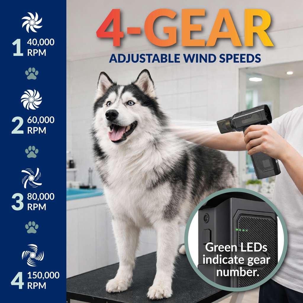 Katziela Pet Hair Blower & Vacuum – Powerful Dog & Cat Hair Remover for Couch, Carpet, Car Seats & Pet Beds 16,000Pa Suction, 90,000 RPM Cordless Pet Hair Cleaner with Attachments.