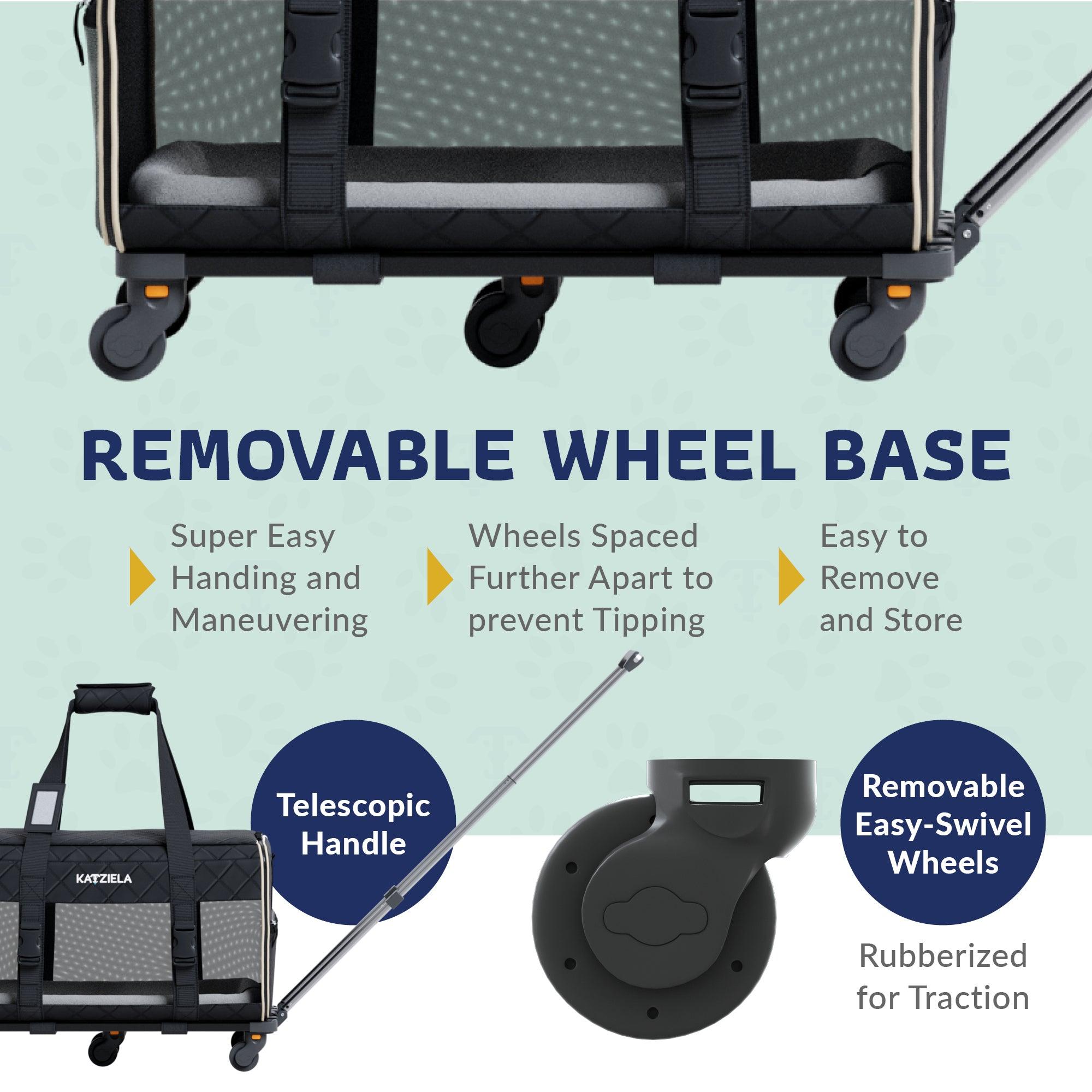 Katziela Rolling Pet Carrier Airline Approved - Pet Carrier with Wheels -  Luxury Lorry - Deluxe TSA Approved Cat Carrier with Wheels - Small Airline  Approved Dog Carrier Trolley - Plane Carry On Bag